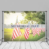 Aperturee - USA Flags Green Lawn Memorial Day Backdrop For Photo